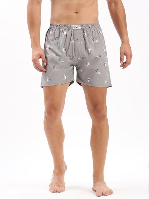 showoff grey slim fit printed cotton boxers