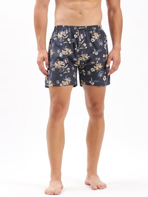 showoff navy slim fit printed cotton boxers