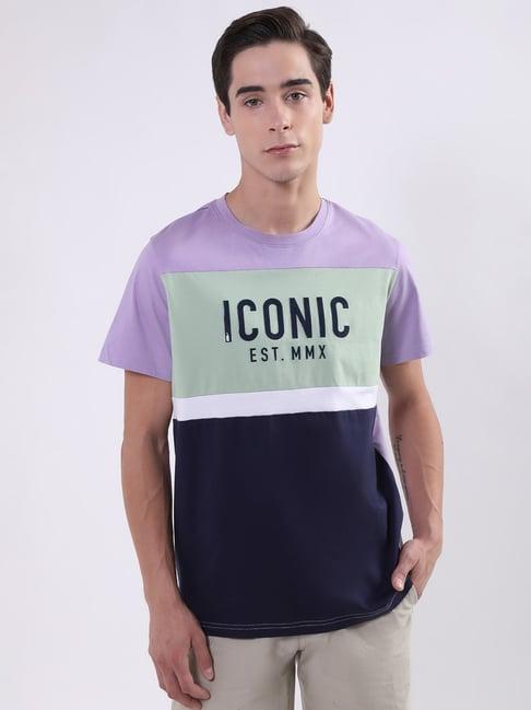 iconic men colourblocked regular fit cotton t-shirt