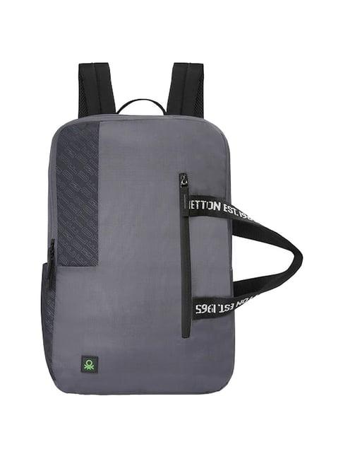 united colors of benetton paullo grey polyester solid laptop backpack - 15 ltrs