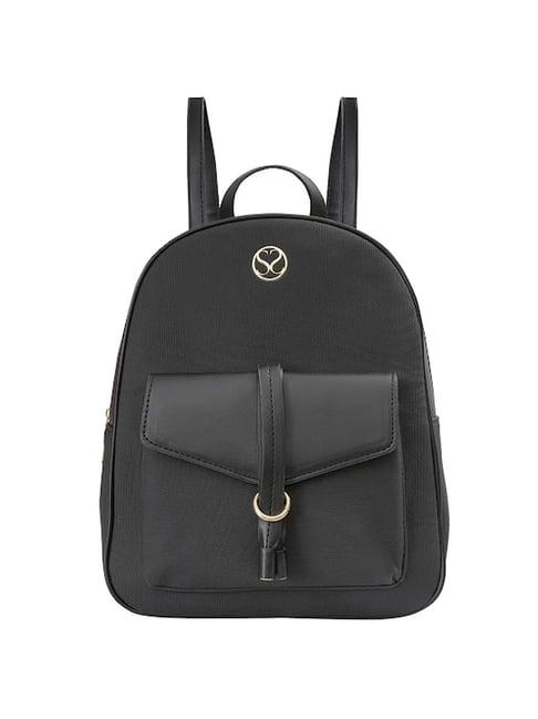 sugarush arne black pu textured backpack - 8.7 ltrs