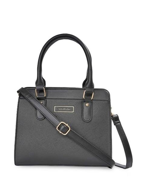 sugarush elijaha black pu solid handbag