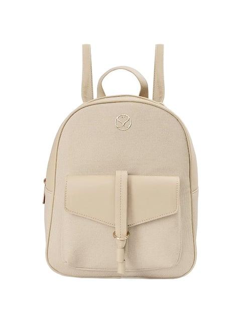 sugarush arne beige pu textured backpack - 8.7 ltrs