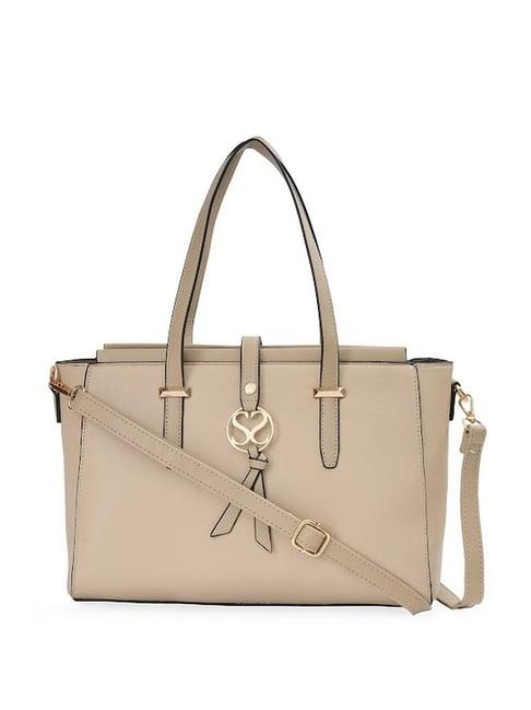 sugarush carly beige pu solid shoulder handbag