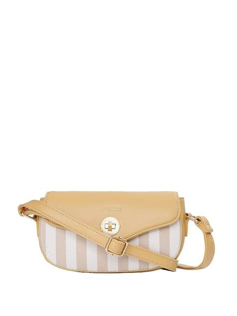 sugarush jaelyn mustard pu striped sling handbag