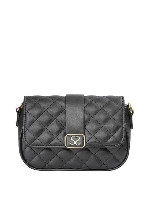 sugarush anny black pu quilted sling handbag