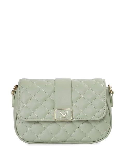 sugarush anny green pu quilted sling handbag