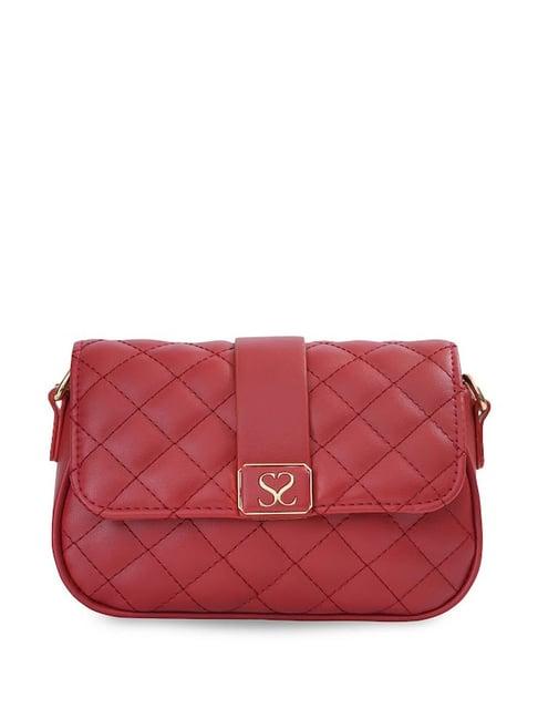 sugarush anny red pu quilted sling handbag