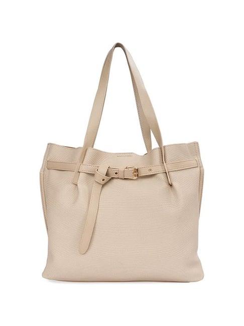 sugarush ancy beige pu solid tote handbag