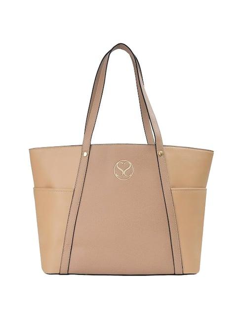 sugarush luisana brown pu solid tote handbag