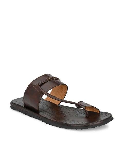 eego italy men's brown toe ring sandals