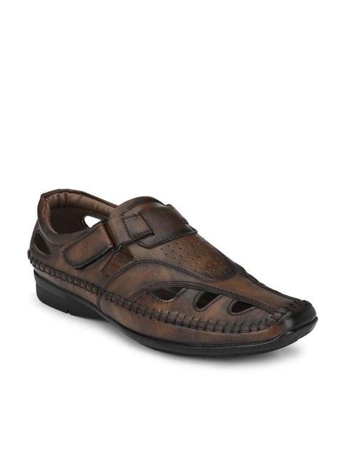 eego italy men's brown fisherman sandals