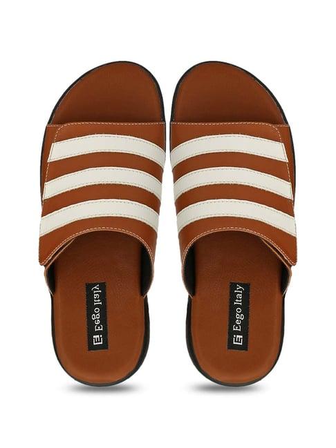 eego italy men's tan slides