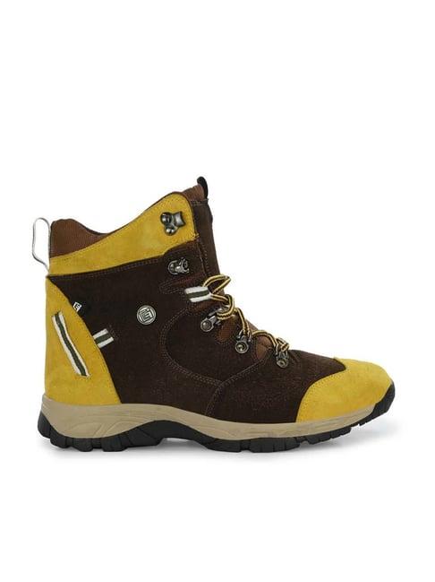 eego italy men's brown & yellow outdoor shoes