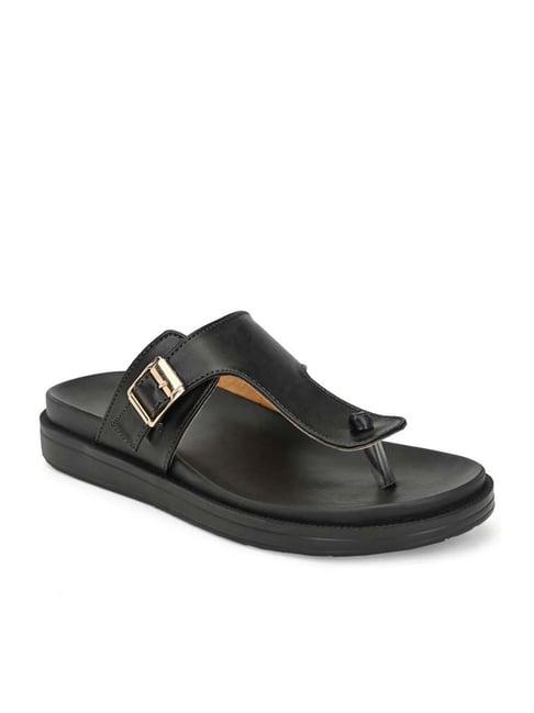 eego italy men's black t-strap sandals