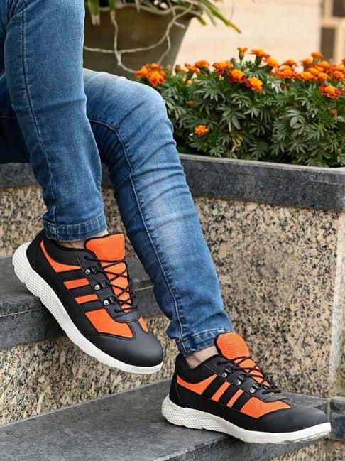 eego italy men's orange running shoes