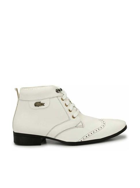 eego italy men's white derby boots