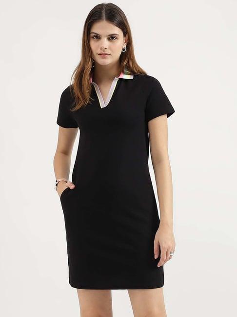 united colors of benetton black shift dress