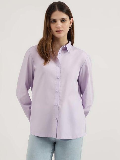 united colors of benetton purple cotton shirt