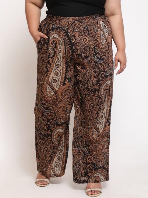 amydus black printed regular fit high rise pants