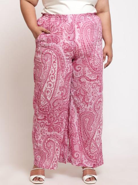 amydus pink printed regular fit high rise pants