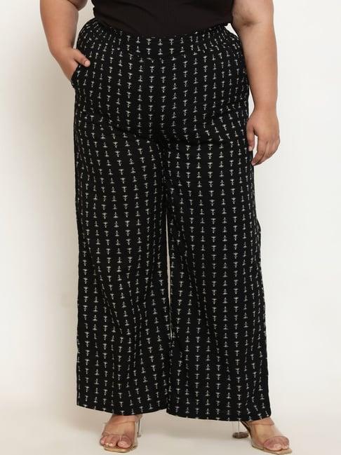 amydus black printed regular fit high rise pants