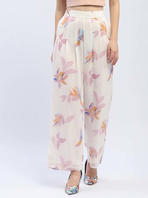 madame off-white floral print pants