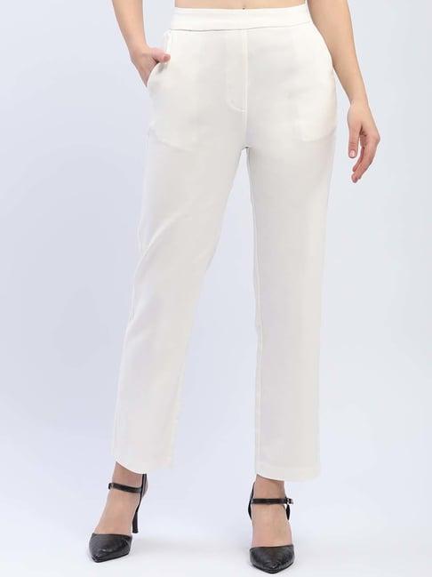 madame white mid rise pants