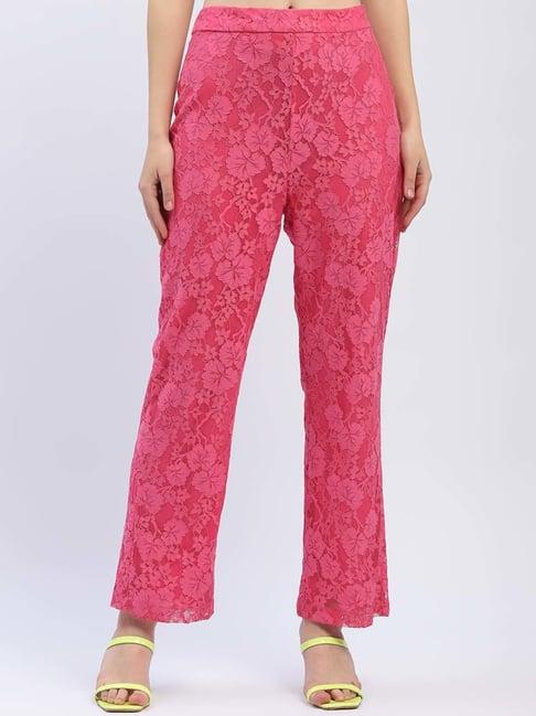 madame hot pink lace work pants