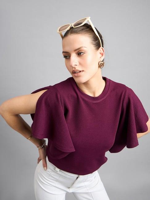 style quotient maroon regular fit top