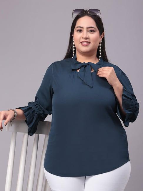 style quotient navy regular fit top