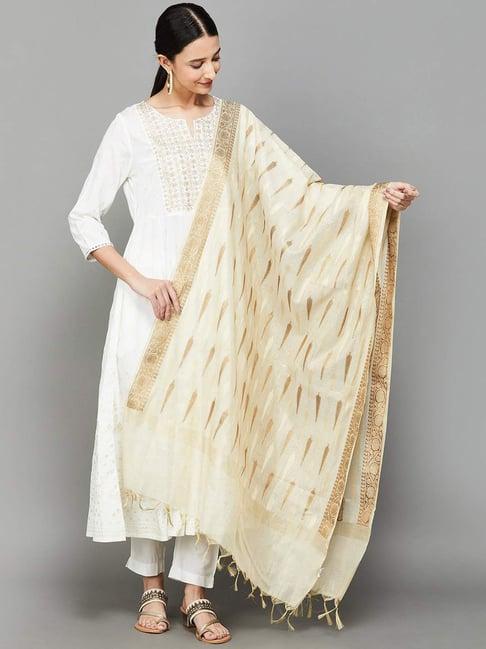 melange by lifestyle beige woven pattern dupatta