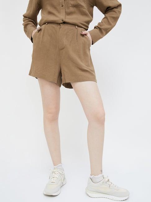 ginger by lifestyle brown high rise shorts