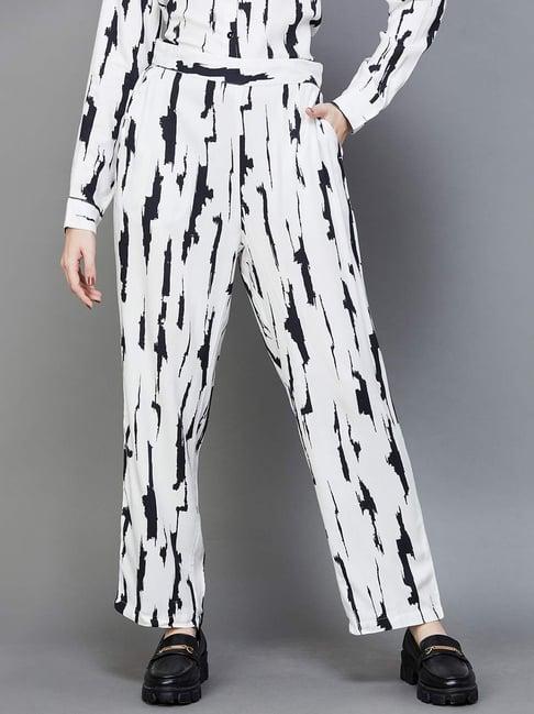 fame forever by lifestyle white & black printed pants