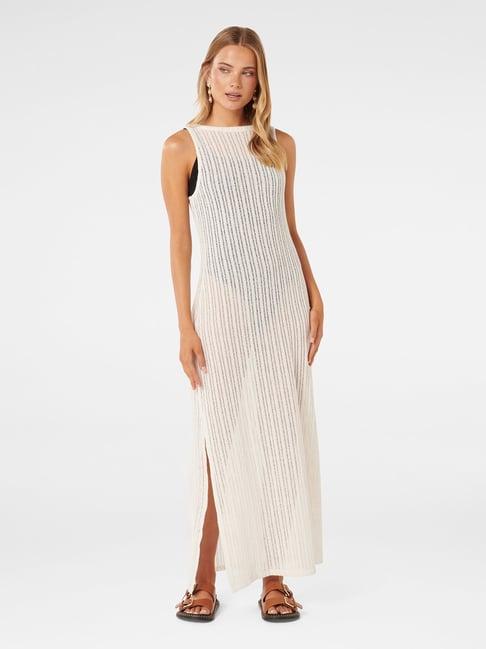 forever new white self design cover up maxi dress