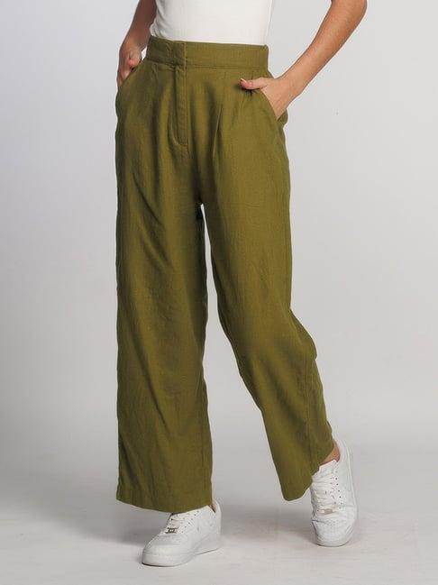 zink london olive regular fit high rise trousers