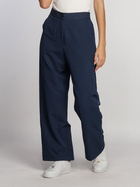 zink london navy regular fit high rise trousers