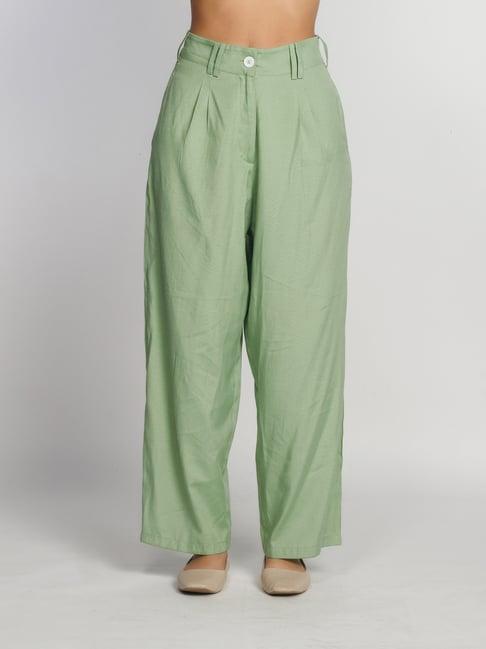 zink london sage green regular fit high rise palazzos