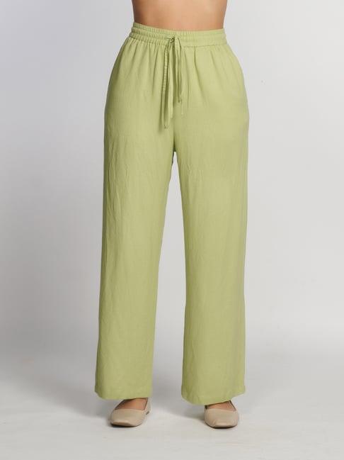 zink london light green regular fit high rise palazzos