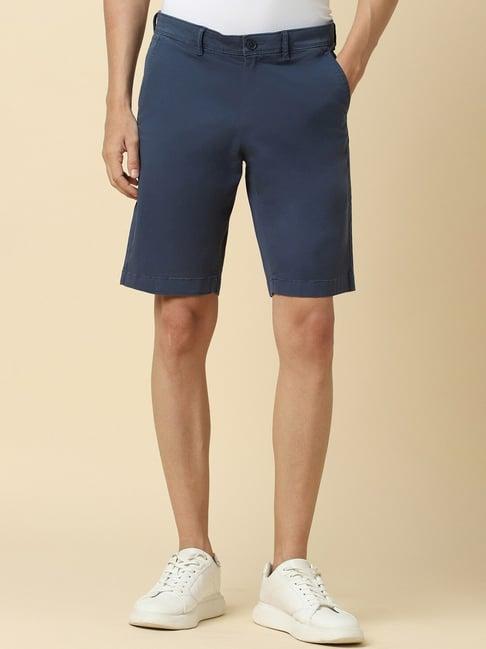 allen solly navy cotton regular fit shorts