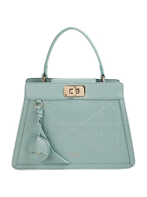 elle teal textured satchel handbag