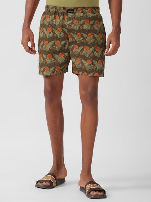 peter england green cotton regular fit printed boxers