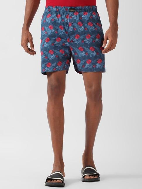 peter england blue cotton regular fit printed boxers