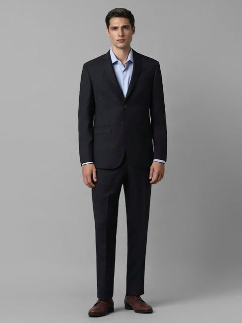 louis philippe black slim fit texture two piece suits