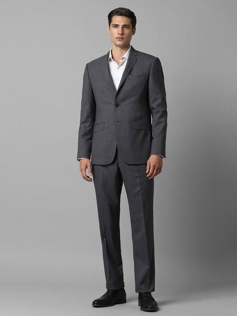 louis philippe grey slim fit texture two piece suits