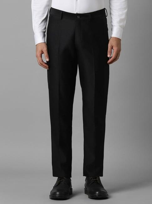 louis philippe black slim fit trousers