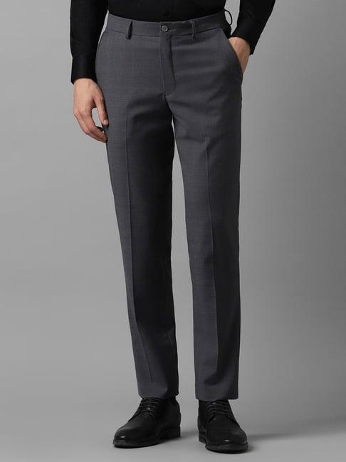 louis philippe grey slim fit texture trousers