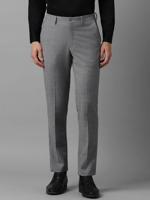 louis philippe grey slim fit texture trousers