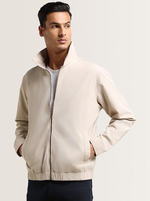 ascot by westside beige relaxed fit bomber jacket