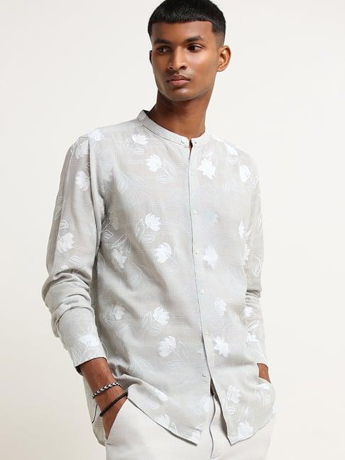 eta by westside grey printed grandad resort fit shirt